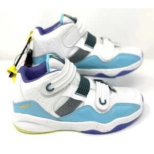 AND1 Glow In The Dark Athletic Shoes Size Youth 5 Aqua White Adjustable Sneakers
